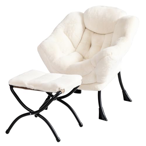 Welnow Lazy Chair für Kleinkinder, mit Ottomane, Akzent bequeme Lounge, Kindersessel, Couch mit Armlehne und abnehmbarem Bezug, abnehmbarer Lesesessel mit Fußstütze für Jungen oder Mädchen, Plüsch,