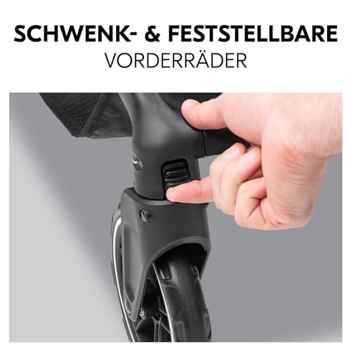 hauck Buggy Shop N Care für Kinder ab Geburt bis 22 kg mit Liegefunktion, Getränkehalter und Snack Tablett, Klein Zusammenklappbar, Sonnenverdeck (UPF 50 ), XL Korb bis 3 kg (Grey)