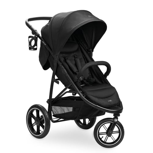 hauck Buggy Rapid 3 Air für Kinder bis 22 kg, Lufträder, Federung, Klein Zusammenklappbar, UV Schutz 50 , mit Schlaffunktion ab Geburt, Höhenverstellbarer Schieber, Großer Korb bis 3 kg (Black)