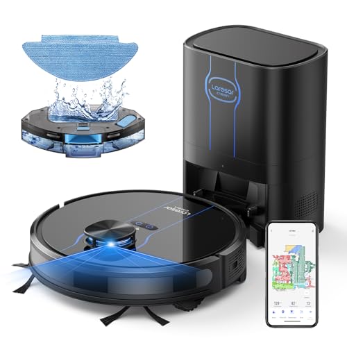 Laresar Clean Saugroboter mit Wischfunktion, Saugroboter mit Absaugstation L6 Nex, LiDAR Navigation, 3L Staubsauger bis zu 180Min, 3 in 1 Kehren, Wischen und Staubsaugen, Ideal für Tierhaare