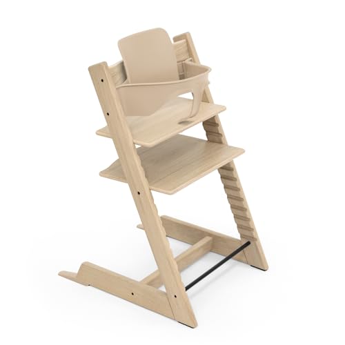 Stokke Tripp Trapp Hochstuhl, Oak Natural   Inklusive Stuhl   Baby Set2 für Kinder von 6 36 Monaten   Verstellbar, ergonomisch &amp; leicht zu reinigen