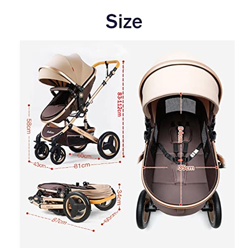 2 In 1 Konvertierbarer Baby Kinderwagen Bassinet Kinderwagen,Stoßsicherer Luxus Kinderwagen Für Neugeborene Und Kleinkinder, Hochformatiger Sitz Baby Buggy (Color : Red)