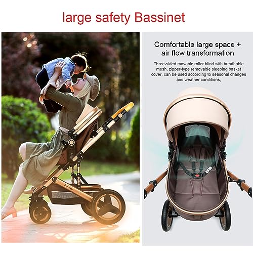 2 In 1 Konvertierbarer Baby Kinderwagen Bassinet Kinderwagen,Stoßsicherer Luxus Kinderwagen Für Neugeborene Und Kleinkinder, Hochformatiger Sitz Baby Buggy (Color : Groen)
