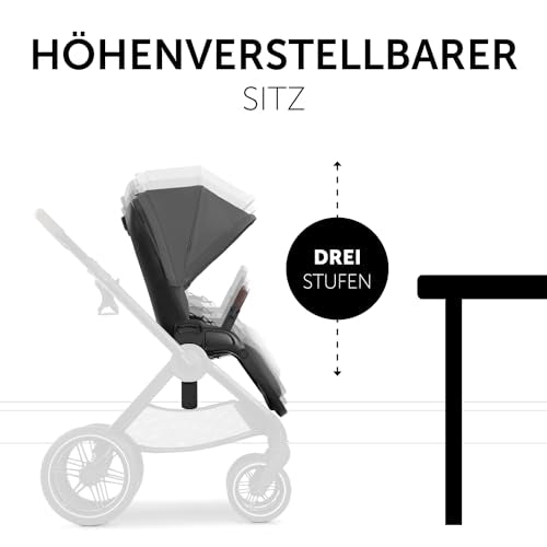 hauck Kinderwagen mit Beindecke Walk N Care ab Geburt bis 22 kg mit Liegefunktion, Becherhalter, Sitz Wendbar &amp; Höhenverstellbar, Gummireifen, Teleskopgriff, UPF 50 , Zusammenklappbar (Dark Grey9