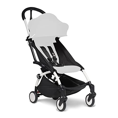 BABYZEN YOYO2 Kinderwagengestell, White   Textilset nicht inbegriffen   Kommt mit 5 Punkt Gurt, mehrfach verstellbarer Rückenlehne, Verdeckbügel, Schultergurt und schützender Aufbewahrungstasche