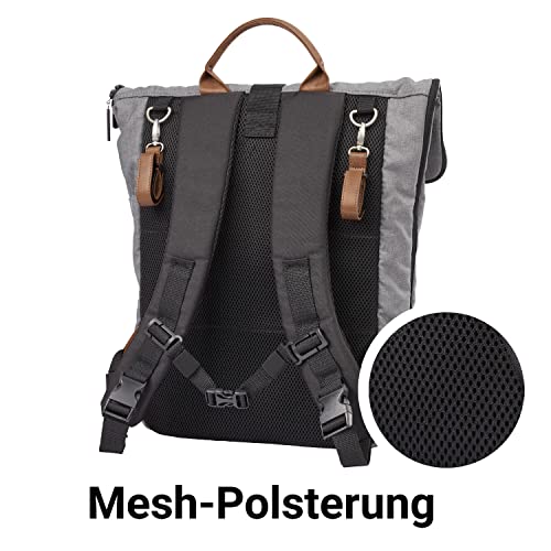 Gesslein 155 großer Wickelrucksack Wickeltasche mit einem Volumen von 30,5l! Zubehör und Kinderwagenbefestigung inkl., Anthrazit, XL