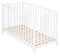 roba Klappbett Fold Up 60 x 120   Klappbares Babybett aus Holz   2 fach höhenverstellbar   Platzsparendes Gitterbett auf Rollen   Weiß