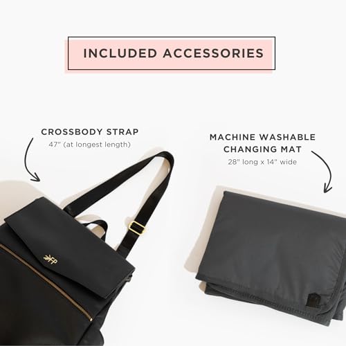 Freshly Picked Classic Baby Diaper Bag Backpack, Wipeable Vegan Leather Diaper Bag With Changing Pad, Convertible Diaper Bags
