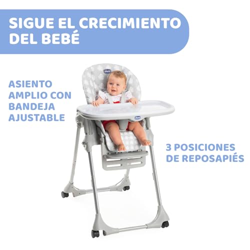 Chicco Polly Easy Kinderhochstuhl und Babywippe mit verstellbarer Höhe und Fußstütze, 4 Räder, kompaktes Schließen von 6 Monaten bis 3 Jahren Giraffe, 15 kg, 31x55x100 cm (1er Pack)