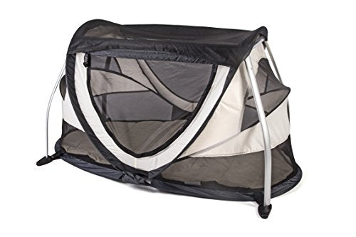 DERYAN Travel Cot Reisebett   PeuterBox   Reisezelt  Lösung für unterwegs   Leicht, Kompakt und Faltbar   Mit Moskitonetz und Tragetasche   Cream
