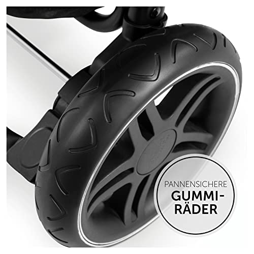 hauck Buggy Rapid 4D für Kinder ab Geburt bis 22 kg mit Liegefunktion, Gummireifen, Getränkehalter, UPF 50 , Klein Zusammenklappbar, XL Korb bis 3 kg (Black)