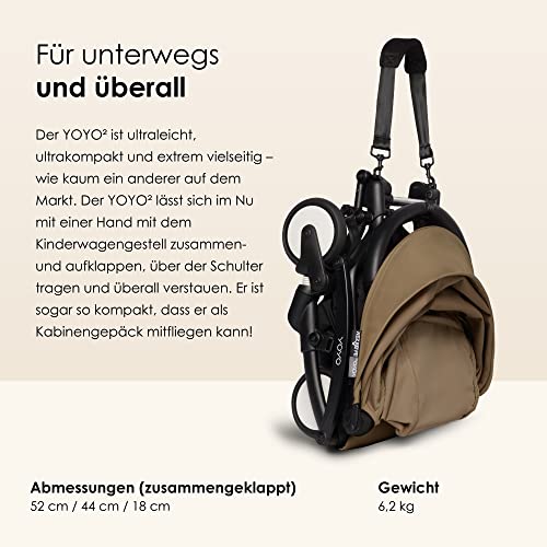 BABYZEN YOYO2 Kinderwagen (Kinderwagengestell Black und 6  Textile Set Toffee)   mit Gurt, Rückenlehne, Verdeckbügel, Schultergurt, Aufbewahrungstasche, Sitzpolster und farbgleichem Verdeck