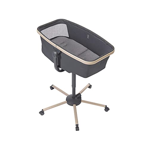 Maxi Cosi Alba All in 1 Stubenwagen, Einfacher Wechsel Zwischen Baby Stubenwagen, Baby Wiege und Hochstuhl, 0 Monate 3 Jahre (15 kg), Kompatibel mit Maxi Cosi Alba Meal kit, Beyond Graphite