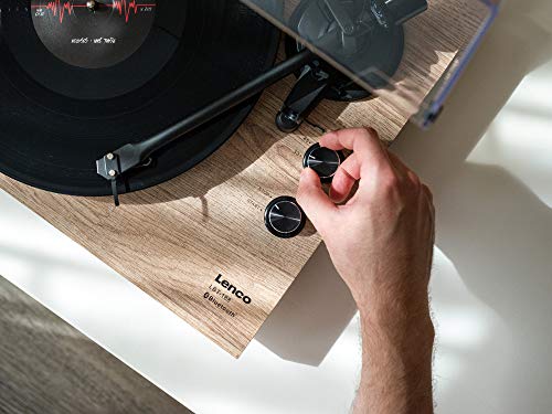Lenco LBT 188 Plattenspieler   Bluetooth Plattenspieler   Riemenantrieb   2 Geschwindigkeiten 33 u. 45 U/min   Anti Skating   Vinyl zu MP3 digitalisieren   braun kiefer