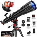 HETEKAN Teleskop, Teleskop Astronomie für Erwachsene, 90 mm Öffnung 900 mm, Profi Refraktor Teleskop für Kinder und Anfänger, Vergrößerung (36X 450X), zur Beobachtung von Planeten mit Edelstahlstativ