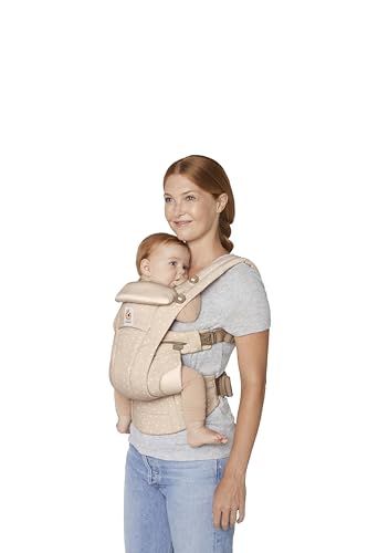 Ergobaby Omni Dream Babytrage für Neugeborene ab Geburt bis 20kg, 4 Positionen SoftTouch Cotton Ergonomische Babybauchtrage Rückentrage Baby Tragetasche, Natural Dots