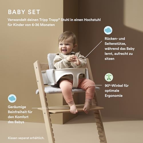 Stokke Tripp Trapp Hochstuhl, Storm Grey (inklusive Stuhl &amp; Baby Set2) mit Newborn Set   Sicheres, verstellbares, ergonomisches Design
