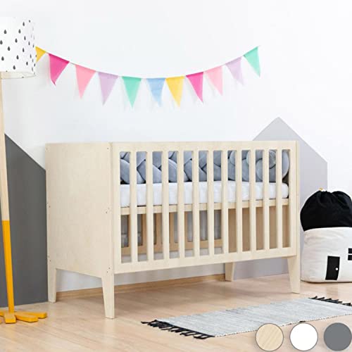 Verstellbares Babybett   Sleepy   lackiertes Holz mit grauen Gitterstäben   60 x 120 cm