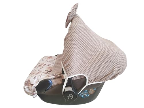 Babyschalenbezug Sommerbezug Maxi Cosi Pebble oder Cabriofix Rosen beige (Komplettset)