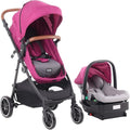 VEVOR Reisesystem Kinderwagen mit Kindersitz, 3 in 1 Baby Autositz Kinderwagen Kombination, einfach zusammenzuklappen, EVA Reifen mit Bremse, Kinderwagen Autositz Kombinationsset aus Karbonstahl