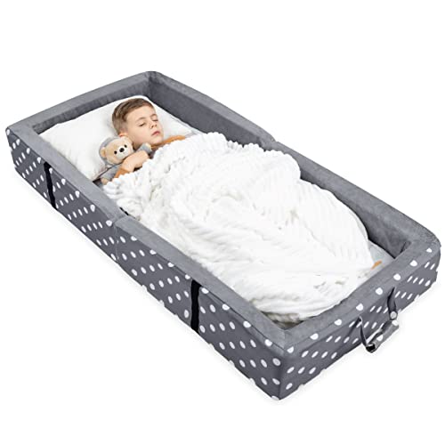 Milliard Reisbett mit Matratze und Rausfallschutz, Kinderbett für Baby und Kinder   Kompakt, Faltbar und Praktisch zum Reisen, Grau, Schaum