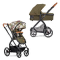 Gesslein Kinderwagen FX4 Set Life mit Babywanne Panorama Relax (Kinderwagen 3 in 1, Liege  &amp; Sitzoption, Bodenbelüftung, individuell einstellbar, geringes Packmaß, Handbremse), Moos Grün