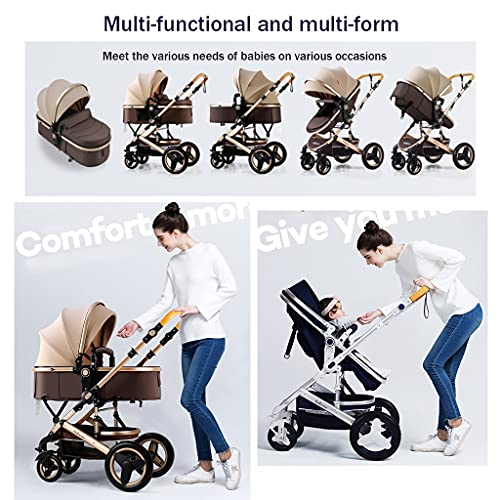 2 In 1 Konvertierbarer Baby Kinderwagen Bassinet Kinderwagen,Stoßsicherer Luxus Kinderwagen Für Neugeborene Und Kleinkinder, Hochformatiger Sitz Baby Buggy (Color : Red)