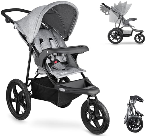 Moby System Runner Dreirad Kinderwagen Buggy Mountain Schwarz Für Kinder Bis 15 Kg, Es dreht sich gut Bequem Lässt sich leicht zusammenklappen, Grau