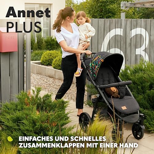 LIONELO Annet Plus Buggy bis 22 kg mit Liegefunktion, Kinderwagen klein zusammenklappbar mit Zubehör, Eva Schaum Räder, Moskitonetz, Fußdecke Getränkehalter, Korb
