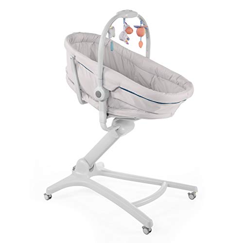 Chicco Baby Hug 4 in 1 Stubenwagen ab 0 Monate, Erhöhte Babyliege, Babybett, Hochstuhl mit Spielbogen, bis 15 kg, Verstellbare Rückenlehne, Verstellbare Höhe und 4 Räder