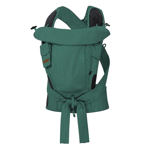 Hoppediz Babytrage Bondolino Plus, Komforttrage ab Geburt, Bauchtrage und Rückentrage, Design dark green