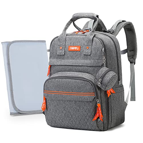 Homfu Diaper Bag Backpack Mommy Hospital Baby Bags For Boys Girl Travel Backpacks Mom Grey Dad Diaper Bag Tote Baby Registery