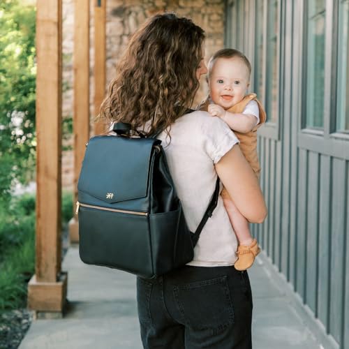 Freshly Picked Classic Baby Diaper Bag Backpack, Wipeable Vegan Leather Diaper Bag With Changing Pad, Convertible Diaper Bags