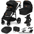 LIONELO Mari Tour 2 in 1 Kinderwagen bis 22kg mit Babywanne verstellbare Rückenlehne Zusammenklappbar 5 Punkt Gurt Große 360 geländegängige Räder dreifache Dämpfung Verdeck XXL Buggy Baby Stroller