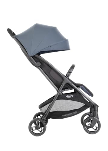 Graco Myavo™ Reisebuggy, ab Geburt bis ca. 4 Jahre (bis 22 kg), leicht, schnell zusammenklappbar, zusammengeklappt freistehend, großer Staukorb, inkl. Regenverdeck, blau, Stormy