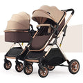 Doppel Kinderwagen nebeneinander, Zwillings Kinderwagen, Tandem for Säuglinge und Kleinkinder, faltbarer, stoßdämpfender Regenschirm mit hoher Querformat Funktion und verstellbarer Rückenlehne ( Color