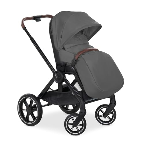 hauck Kinderwagen mit Beindecke Walk N Care ab Geburt bis 22 kg mit Liegefunktion, Becherhalter, Sitz Wendbar &amp; Höhenverstellbar, Gummireifen, Teleskopgriff, UPF 50 , Zusammenklappbar (Dark Grey9