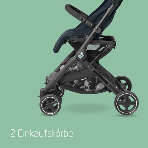 Maxi Cosi Lara2 Baby Kinderwagen, 0–4 Jahre, 0–22 kg, federleichter, kompakter Buggy, 3 Liegepositionen, flache Liegeposition, klein zusammenklappbar, Schultergurt, Essential Graphite