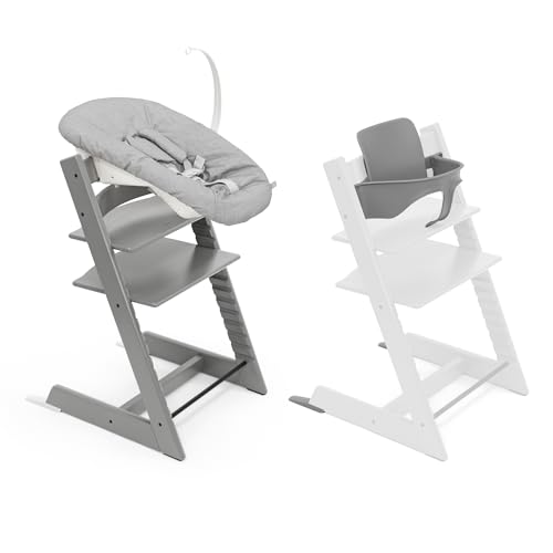 Stokke Tripp Trapp Hochstuhl, Storm Grey (inklusive Stuhl &amp; Baby Set2) mit Newborn Set   Sicheres, verstellbares, ergonomisches Design