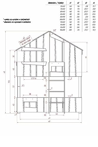 KidooCrafts Handgefertigtes Holzbett für Kleinkinder 90x180cm – Baumhaus Etagenbett für Kleinkinder – Cottage Bett – Etagenhütte – Spielhaus Hochbett   Einzigartiges Hausdesign
