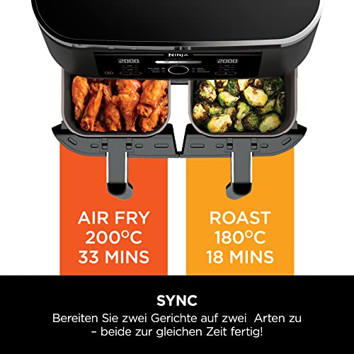 Ninja Foodi AF400EU Heißluftfritteuse, Doppelkammer