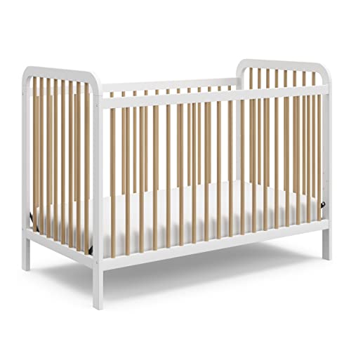Stork Craft Pasadena 04522 571 3 in 1 Kinderbett (Weiß mit Treibholz), verwandelt Sich in Tagesbett und Kleinkindbett, passend für Standard Matratze, verstellbare Matratzenauflage (04522 571)
