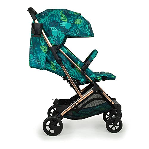 COSATTO Woosh 3 Leichter Kinderwagen ab Geburt bis 25kg.Einfaches Zusammenklappen mit 1 Hand,kompakt, Teleskopgriff,extra großer Einkaufskorb,Becherhalter, Stoßstange &amp; Regenschutz(Midnight Jungle)