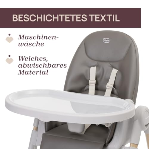 Chicco Polly Armonia, Kinderhochstuhl für Babys von der Geburt bis 40 kg, Hochstuhl mit verstellbarer Höhe und Fußstütze, Kompakt verstaubar, Modernes Design