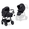 hauck Kinderwagen 2 in 1 Saturn R Duoset ab Geburt bis 22 kg, mit Babywanne &amp; Wendbaren Buggysitz mit Liegefunktion, UPF 50 , Höhenverstellbar, Getränkehalter, Klappbar, Korb bis 3 kg (Melange Black)