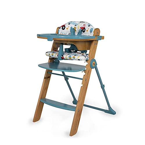 Cosatto Waffle Hochstuhl aus Holz – Geburt  100kg, verstellbarer Sitz, faltbar, anpassbare Fußstütze, abnehmbares, waschbares Tablett und Sitzpolster (Old Macdonald)