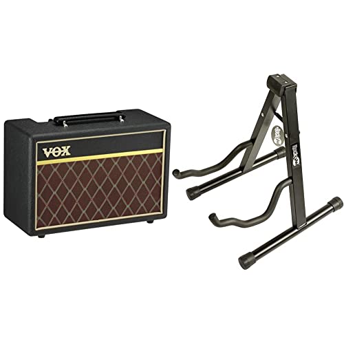 Gitarrenverstärker Vox Pathfinder 10 W &amp; RockJam Universeller tragbarer A formiger Gitarrenständer für Akustikgitarre, E Gitarre und Bass