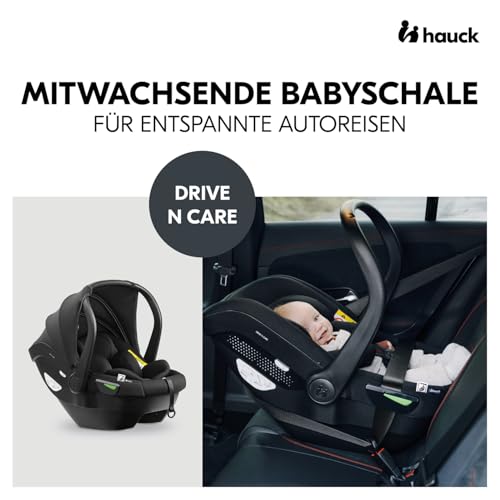 hauck Babyschale Drive N Care inkl. Sitzverkleinerer &amp; Sitzkeil, Gurt und Kopfstüzte Höhenverstellbar, ab Geburt für Babys 40 87 cm (Isofix Base nicht enthalten) (Black)