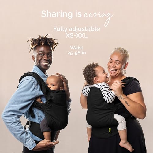 Boba X Babytrage Neugeborene ab Geburt   2 Tragepositionen Mit Blick zum Baby und als Rucksack Kindertrage 3 20kg, Mit Kreuzbaren Trägern, Inklusive Schlafkapuze als Sonnenschutz (Black Beauty)