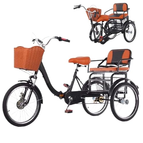 MoRfiL 20 Zoll Dreirad Cruiser Fahrrad Mit Gepäckkorb, 3 Rad Fahrräder Für Erwachsene, Doppelkette/Dämpfung, Faltbares Dreirad Für Erwachsene, rutschfeste Reifen,A